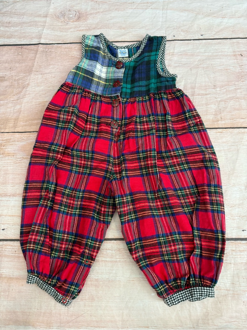 Vintage NURSERY RHYME Toddler Romper One-Piece Plaid Christmas Size 24 Months - Picture 1 of 5